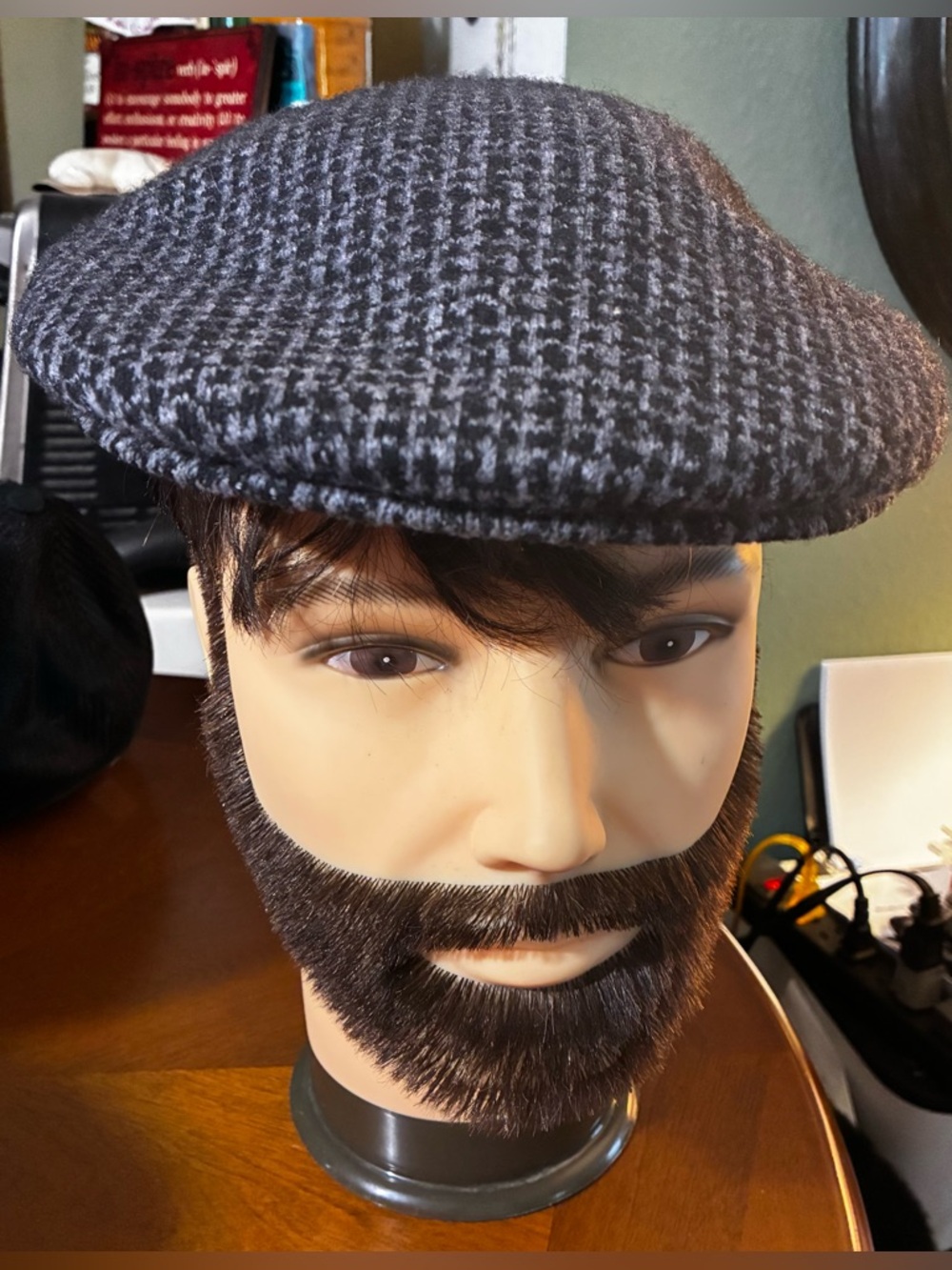 Kangol Gray Wool Herringbone Flat Cap - Classic Style-XL